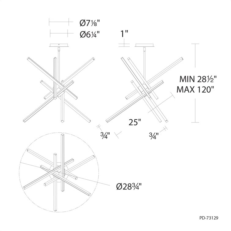 Parallax 29" Black Modern LED Pendant with White Shade