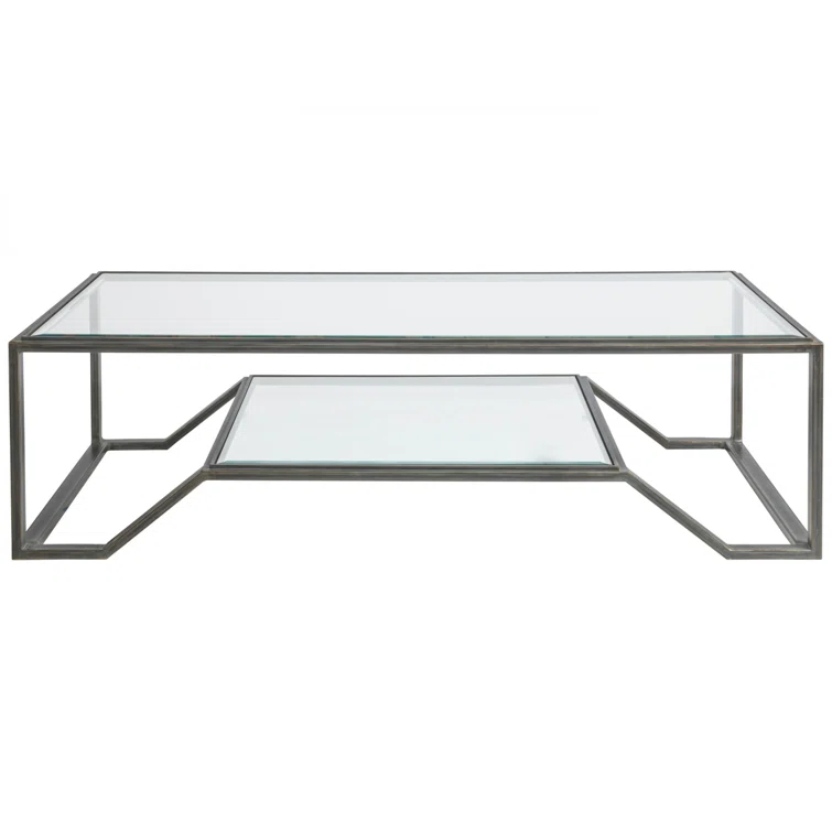 Byron Black Metal and Glass Rectangular Cocktail Table