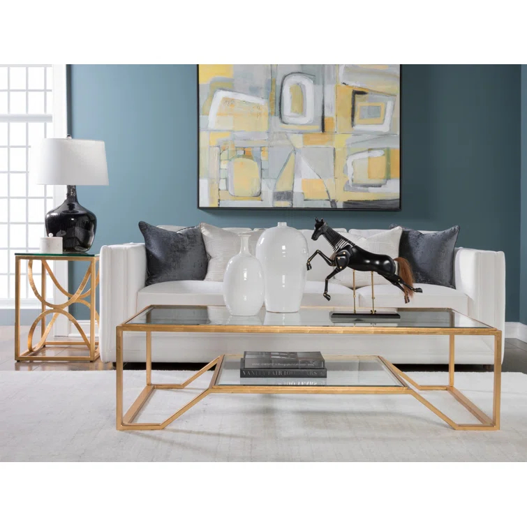 Byron Black Metal and Glass Rectangular Cocktail Table