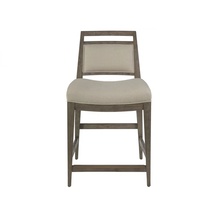 Grigio Mahogany Upholstered Counter Stool with Linen Blend