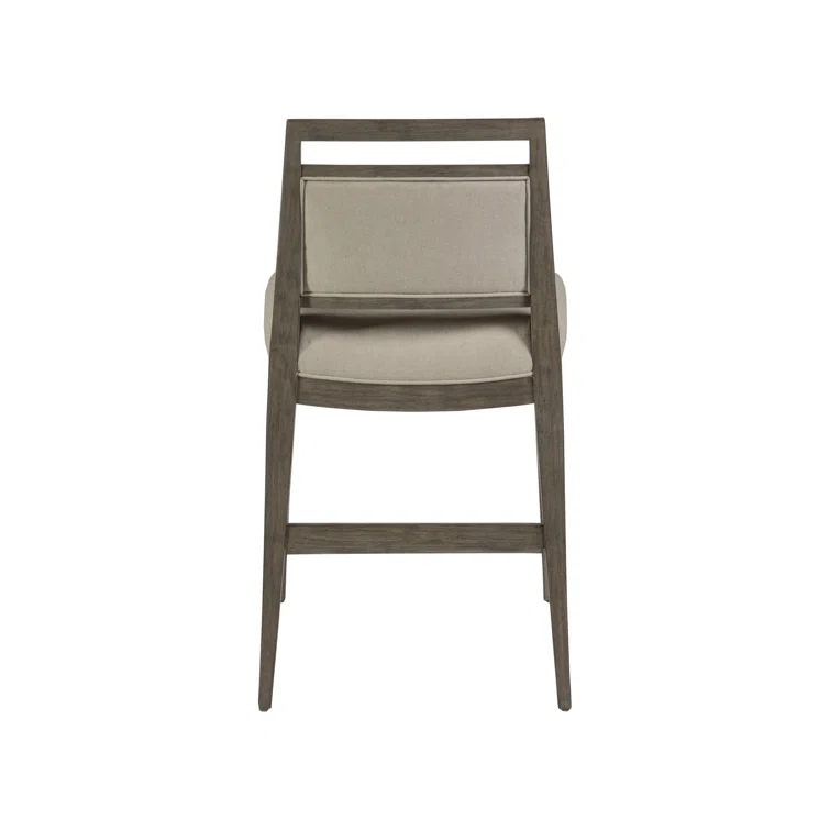 Grigio Mahogany Upholstered Counter Stool with Linen Blend