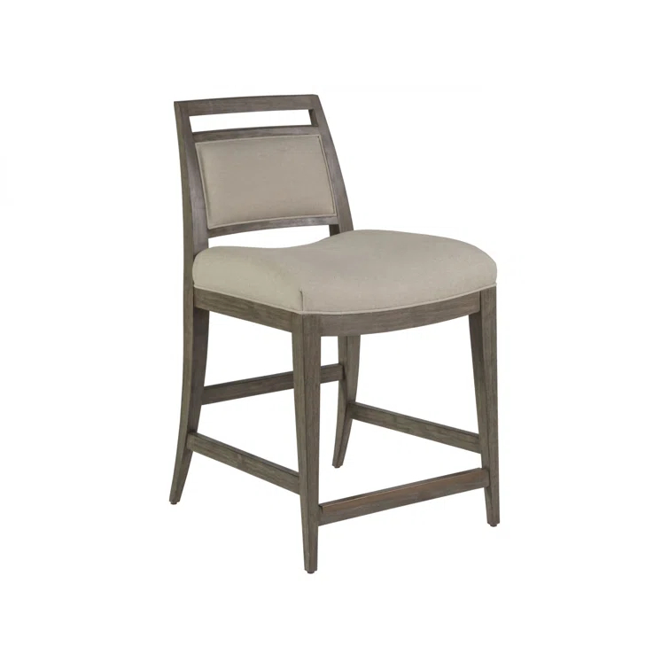 Grigio Mahogany Upholstered Counter Stool with Linen Blend