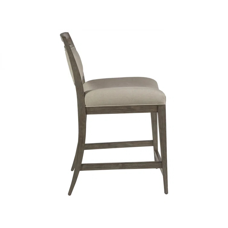 Grigio Mahogany Upholstered Counter Stool with Linen Blend