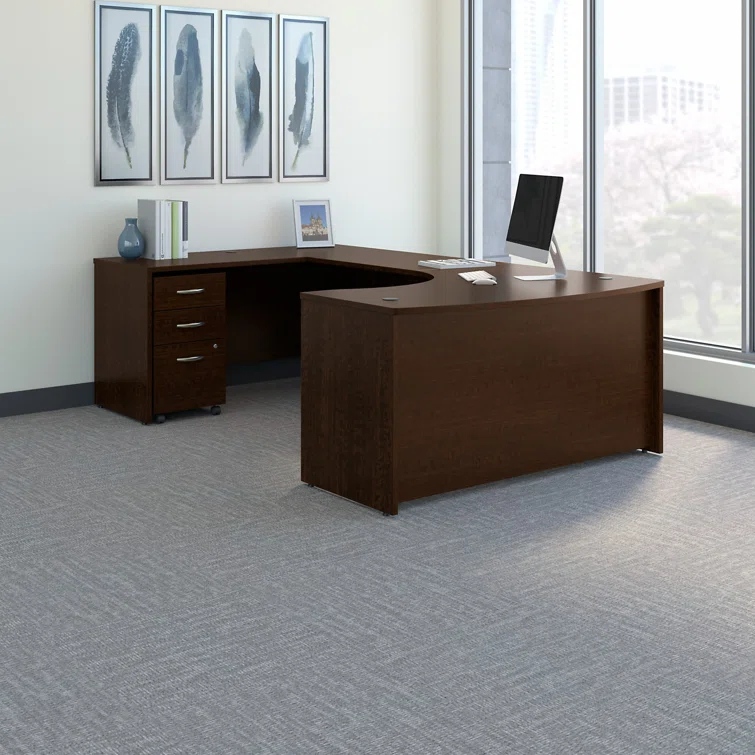 Series C 60W Left Handed Bow Front U Shaped Desk with Mobile File Cabinet