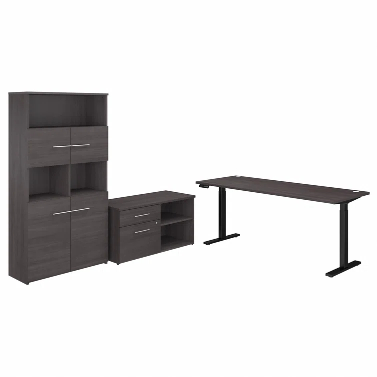 Bush Business Furniture Office 500 72W Height Adjustable Standing Desk with Storage and Bookcase