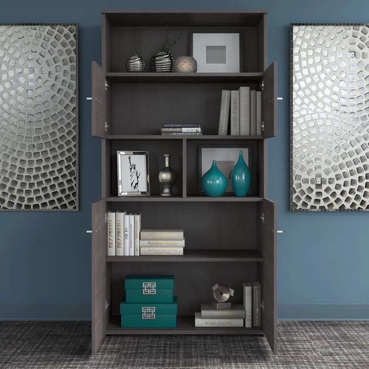 Bush Business Furniture Office 500 72W Height Adjustable Standing Desk with Storage and Bookcase