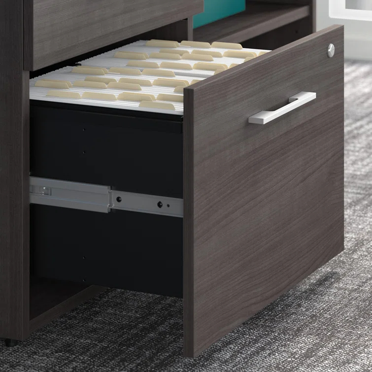 Bush Business Furniture Office 500 72W Height Adjustable Standing Desk with Storage and Bookcase