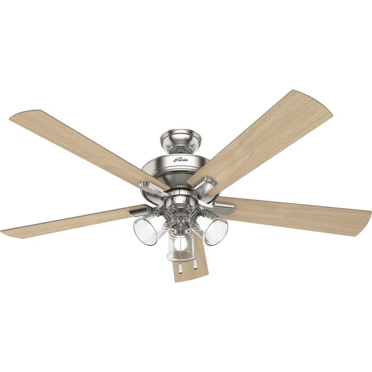60" Crestfield 5 - Blade Ceiling Fan with Pull Chain and Light Kit Included