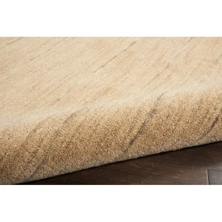 Halo Striped Handmade Wool Beige Area Rug