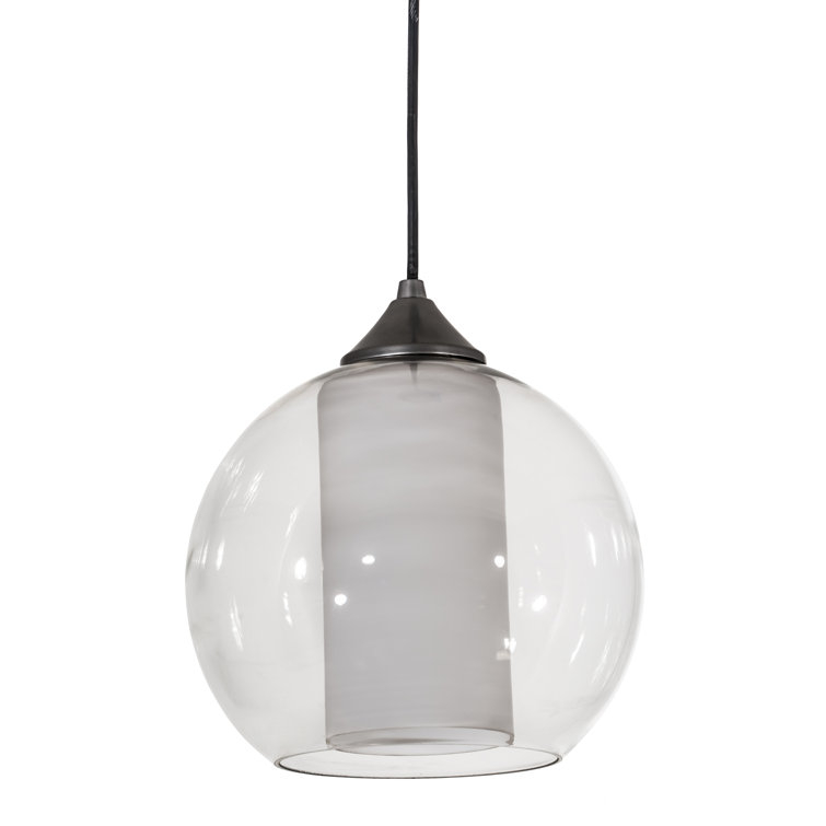 Contemporary Globe Brushed Nickel & Glass Indoor/Outdoor Pendant