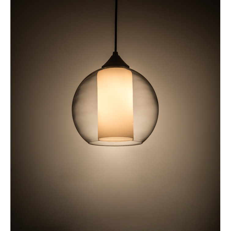 Contemporary Globe Brushed Nickel & Glass Indoor/Outdoor Pendant