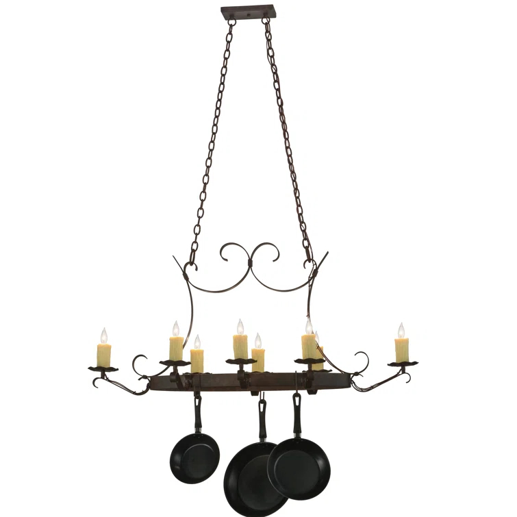 Handforged Oval Metal Handcrafted Oval Chandelier Pot Rack