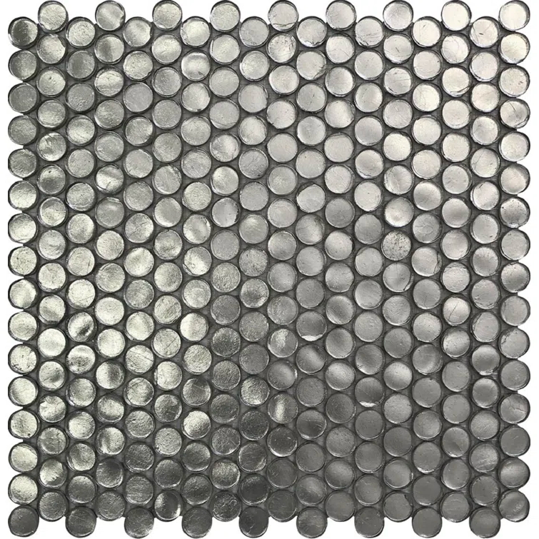 Glass Penny Round Mosaic Tile - 12.2" X 12.2" Sheet For Kitchen, Bathroom Or Wall Panel (10-Pack)