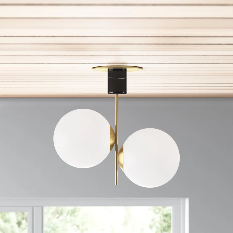 Drake 2 Light Glass Semi Flush Mount