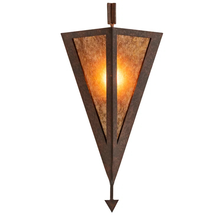 Rustic Amber Mica 1-Light Dimmable Wall Sconce in Rust Finish