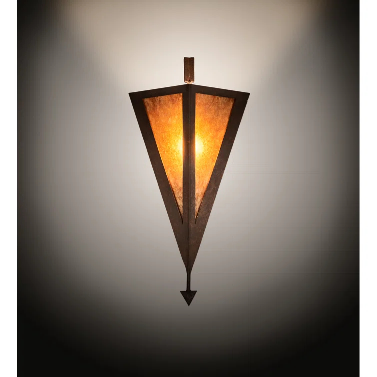 Rustic Amber Mica 1-Light Dimmable Wall Sconce in Rust Finish