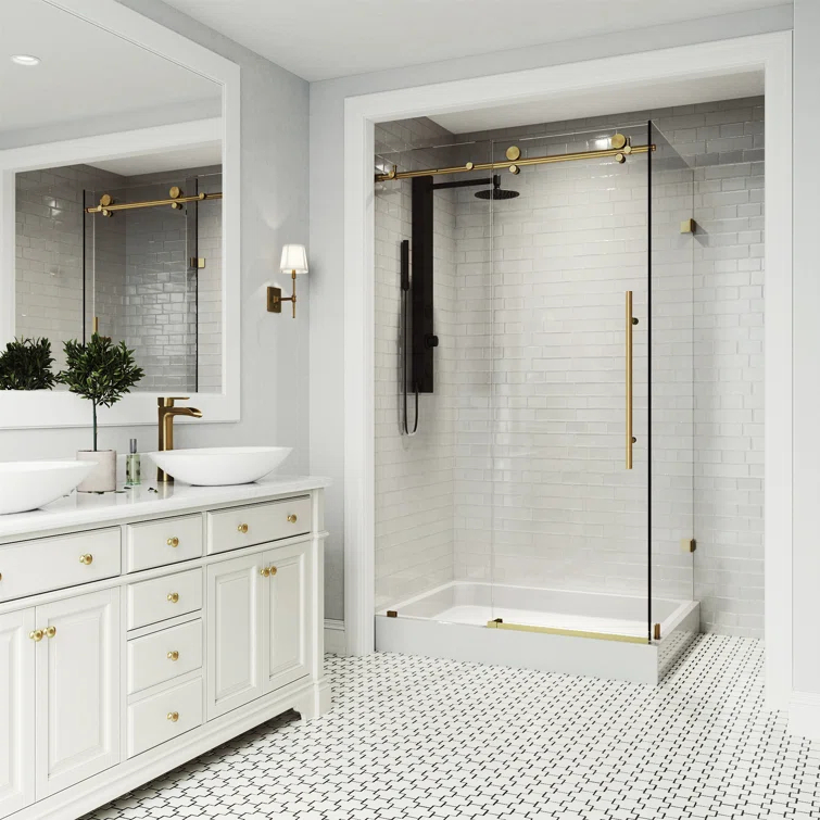 Elan E-class 48" W x 36" D x 82" H Sliding Frameless Shower Enclosure with 3/8" Clear Glass&Base