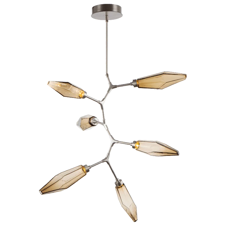 Rock Crystal 6 - Light Dimmable LED Modern Linear Chandelier