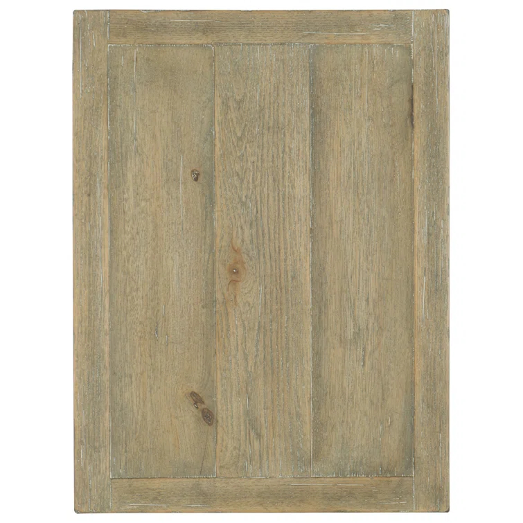 Beige Wood Rectangular End Table with Storage