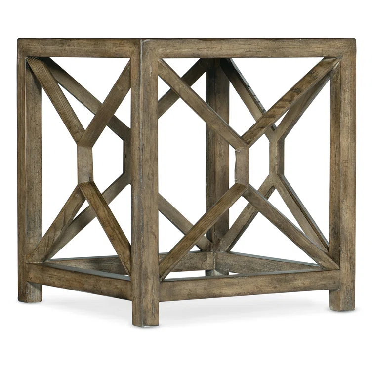 Sundance 22'' Brown Wood and Stone Transitional Square End Table