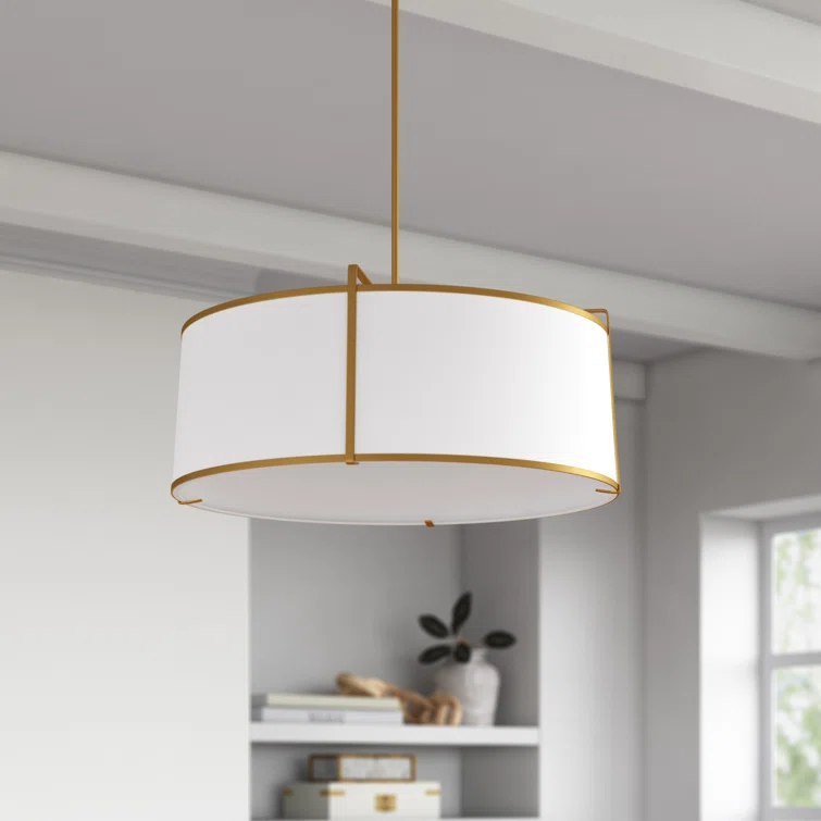 Trapezoid 4 Light Shaded Drum Chandelier