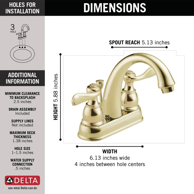 Windemere Centerset Bathroom Faucet with Drain Assembly, 2-handle Bathroom Sink Faucet