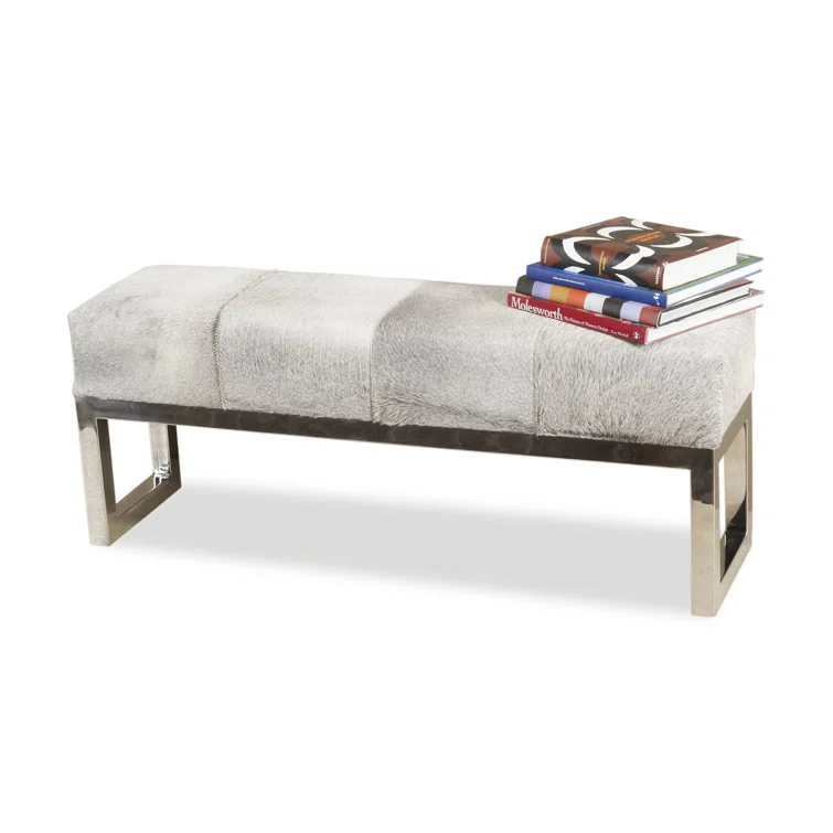Interlude Moro Genuine Leather Upholstered Bench