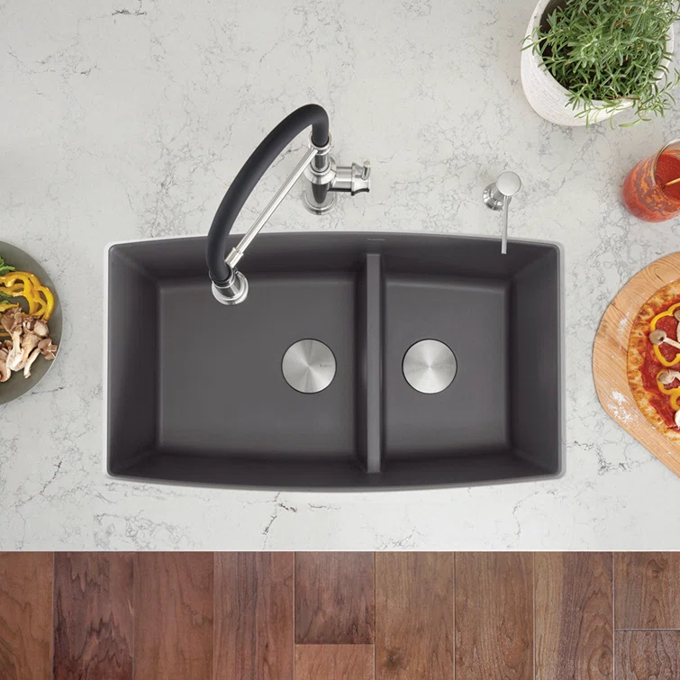 Performa SILGRANIT 33" L x 19" W Double Bowl Undermount Kitchen Sink