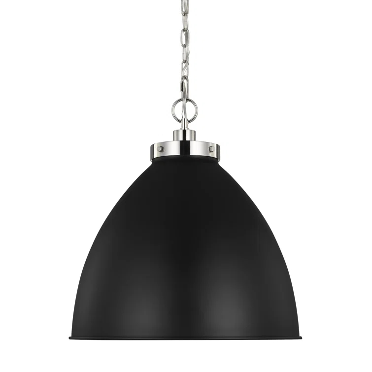 Midnight Black and Polished Nickel Indoor/Outdoor Dome Pendant
