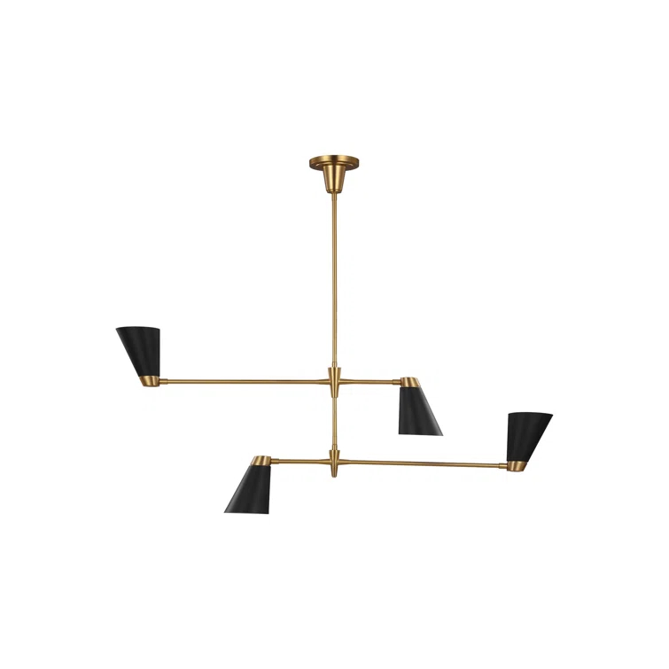 Modern Geometric 21" Brushed Brass Linear Chandelier