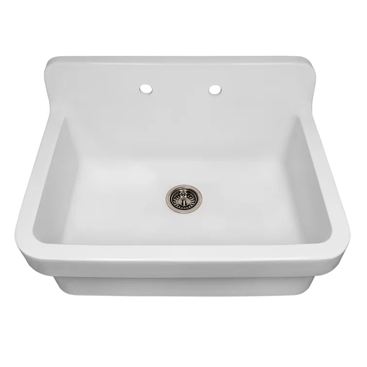 Whitehaus Collection 30" Front Apron Fireclay Kitchen Sink with High Back Splash & Faucet Drilling