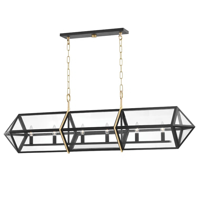 Bedford Hills 6 - Light Aged Brass/Black Kitchen Island Pendant