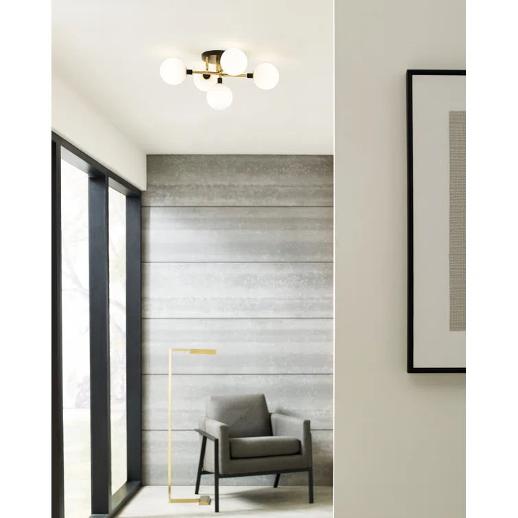 Modern Polished Nickel Globe Pendant with Smoke Glass Shade