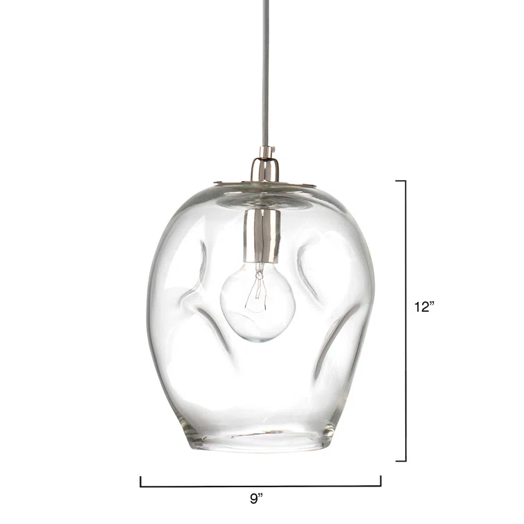 Jamie Young Co Large Coastal Dimpled Glass Pendant in Clear/Silver