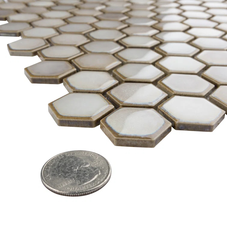 Hudson 1" Hex 11-7/8 " x 13-1/4 " Porcelain Mosaic Floor and Wall Tile