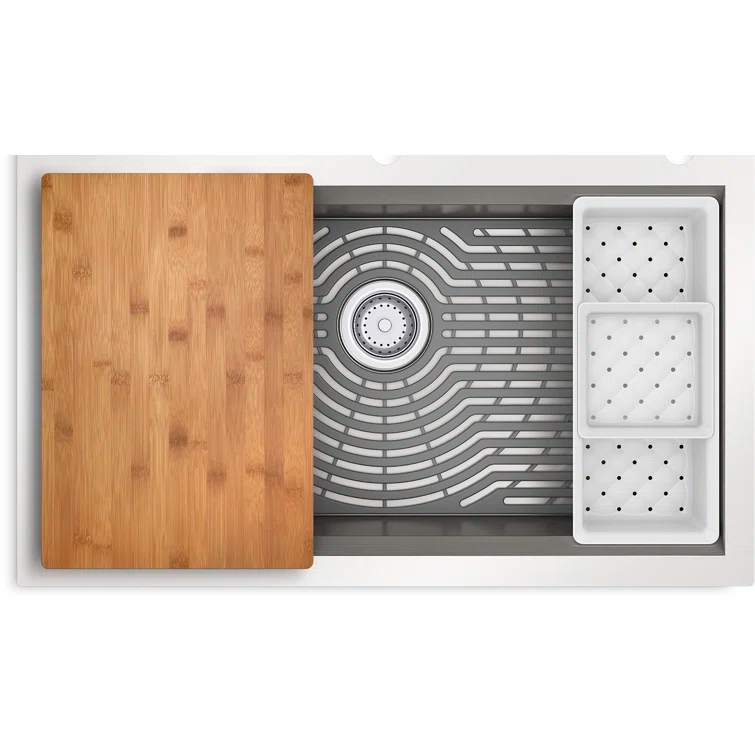 Task 33" x 22" Top-Mount/Undermount Single-Bowl Workstation Kitchen Sink With Accessories