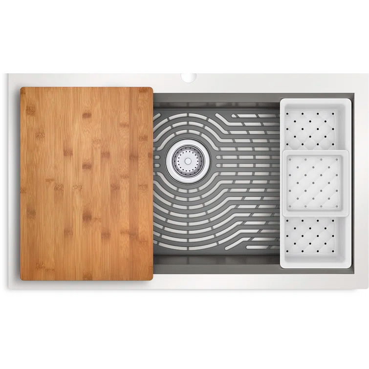 Task 33" x 22" Top-Mount/Undermount Single-Bowl Workstation Kitchen Sink With Accessories