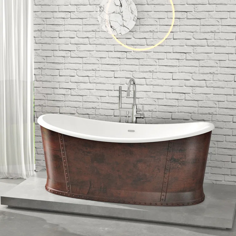 66.14'' x 30.71'' Freestanding Soaking Acrylic Bathtub