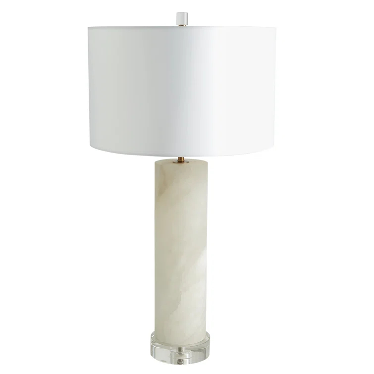 Alabaster Cylinder Table Lamp-Brass