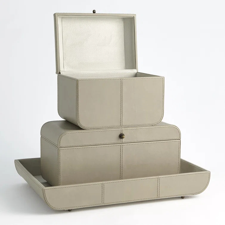 Global Views Curved Corner Tray-Light Grey