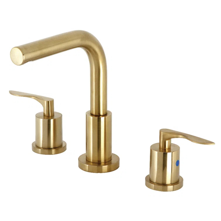Kingston Brass Serena Two-Handle 3-Hole Deck Mount Widespread Bathroom Faucet with Brass Pop-Up Drain
