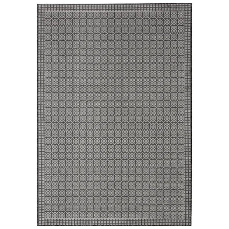 Nicole Miller New York Patio Country Luna Contemporary Geometric Indoor/Outdoor Area Rug, Black/Gray