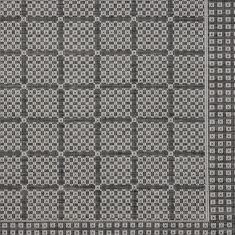 Nicole Miller New York Patio Country Luna Contemporary Geometric Indoor/Outdoor Area Rug, Black/Gray