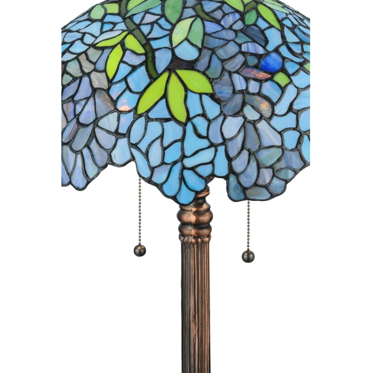 Mahogany Bronze 25" Wisteria Stained Glass 2-Light Table Lamp