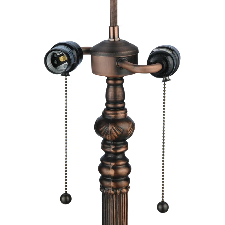 Mahogany Bronze 25" Wisteria Stained Glass 2-Light Table Lamp
