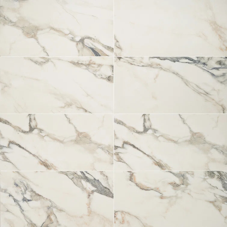 Bond Tile Saroshi 11.81 in. x 23.62 in. Matte Marble Look Porcelain Floor and Wall Tile (9.68 Sq. Ft. / Case)