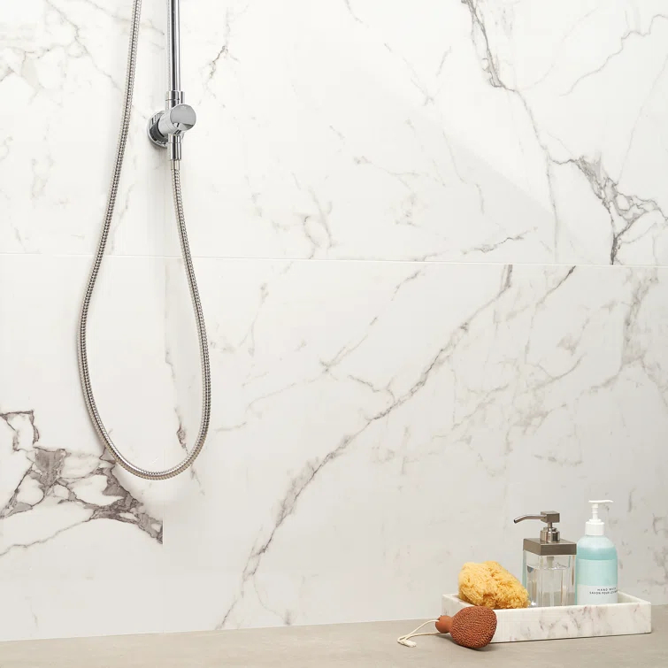 Large Format 24" x 47" Polished Marble Look Porcelain Floor and Wall Tile (15.5 Sq. Ft. / Case)