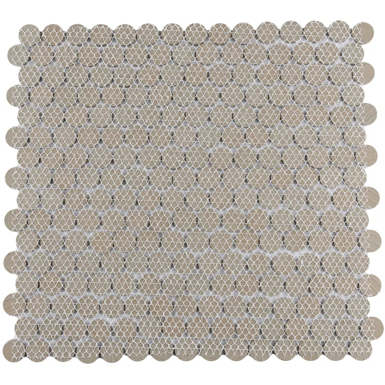 Merola Tile Hudson Penny Round 11-7/8 " x 12-5/8 " Porcelain Mosaic Floor & Wall Tile