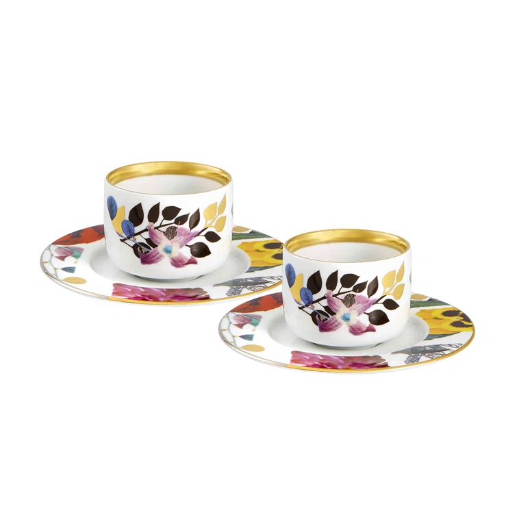 Vista Alegre Primavera 4 Piece Teacup and Saucer Set (Set of 2)
