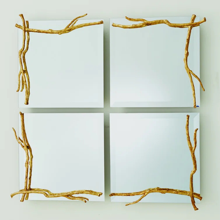 Global Views Twig Mirror-Gold Leaf-Sm